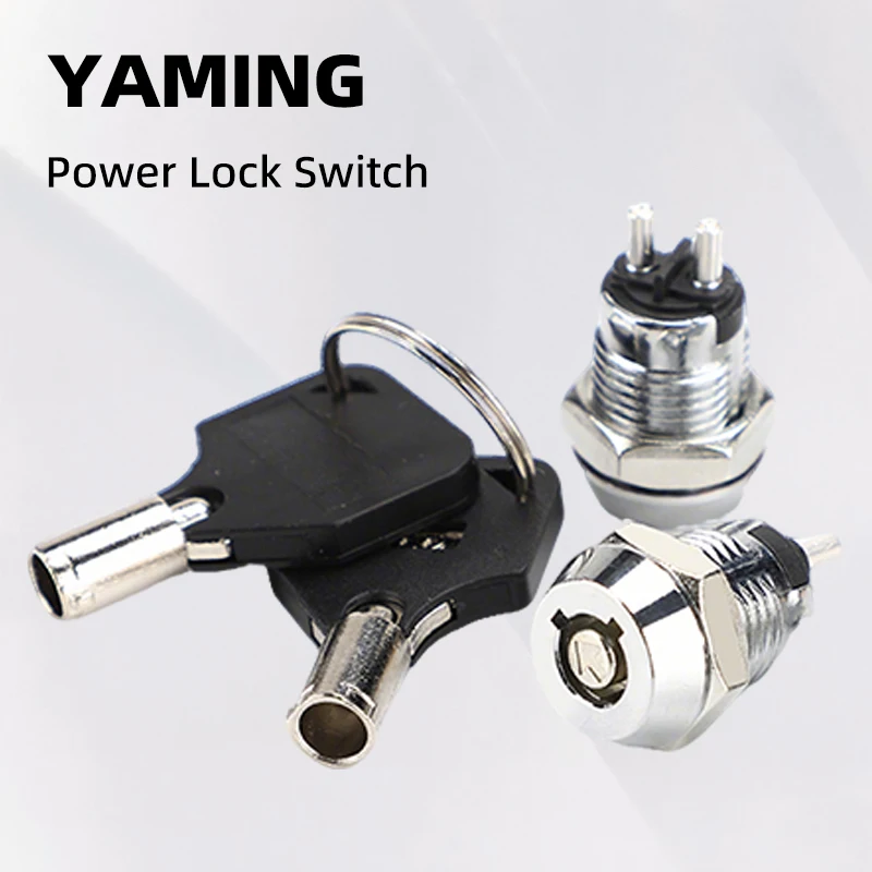 

12mm Key Rotary Switch Phone/Electronic Power Lock Two Positions 2 Pins Single/Double Pull AC250V 0.5A Mechanical Equipment
