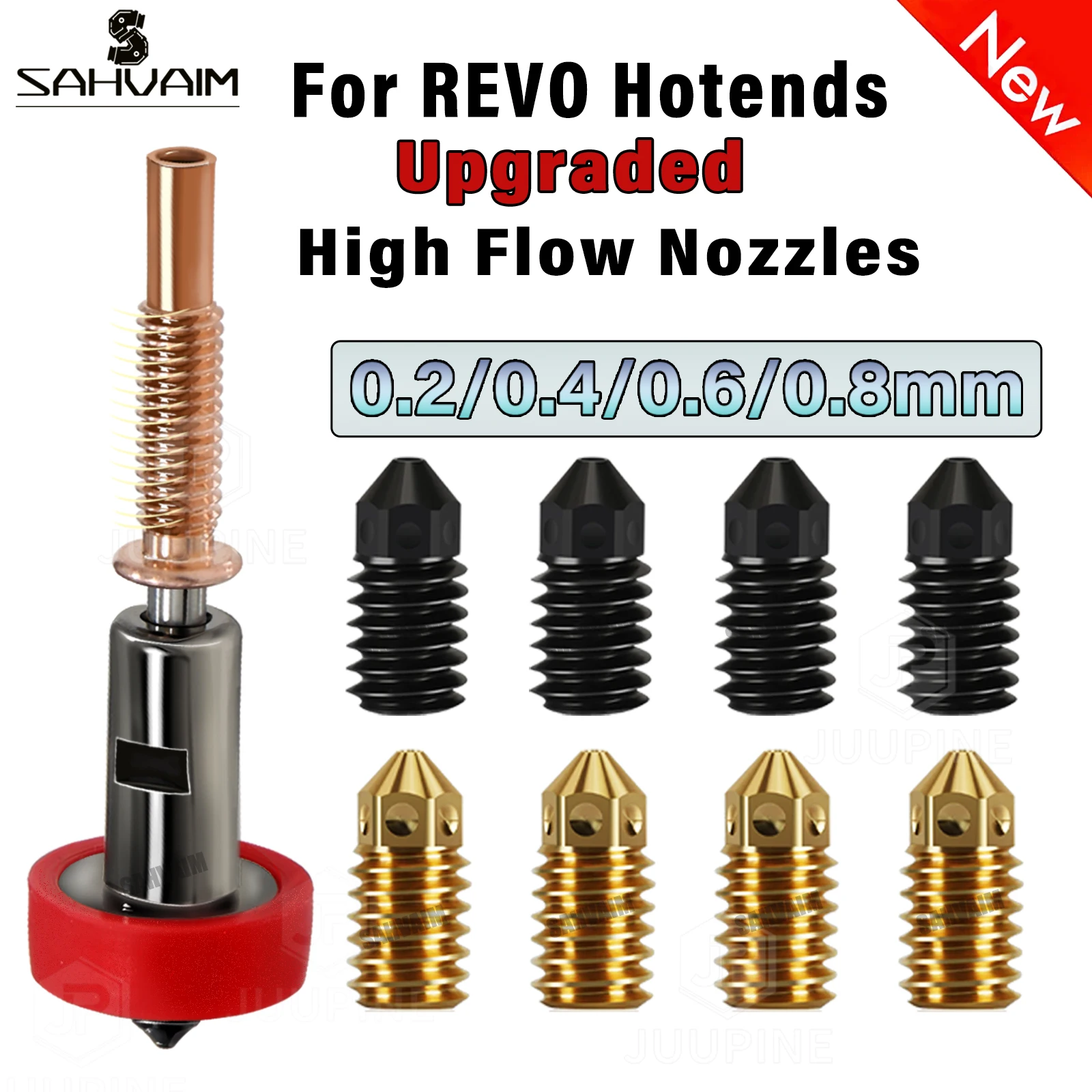 

Обновленное сопло для Revo Ceramic Hotend, комплект сменных сопел, закаленная латунь 0,2/0,4/0,6/0,8 мм, терморазрыв TC4, титан для Hotend