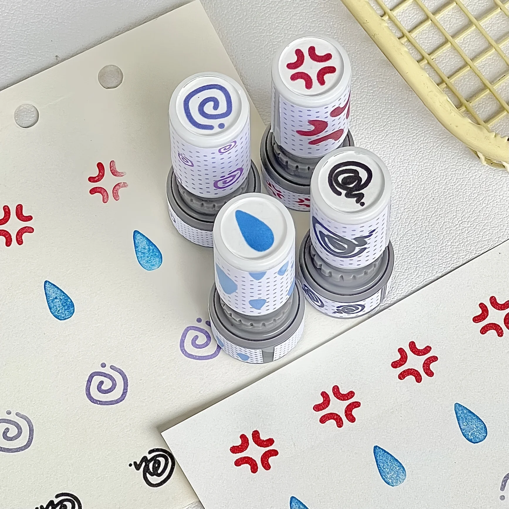 1pc Japanese Manga Emotion Symbol Press Seal Hand Account Mood Tracker Emotion Tracking Check in Tool