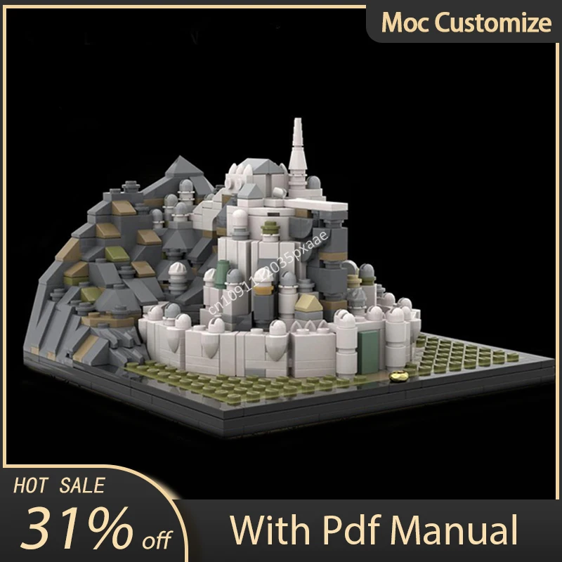 Micro Minas Tirith Castle importer décennie ks, Moc Movie Packages, Creative Assembly Bricks Toys, peuvChristma Gift, 748Pcs