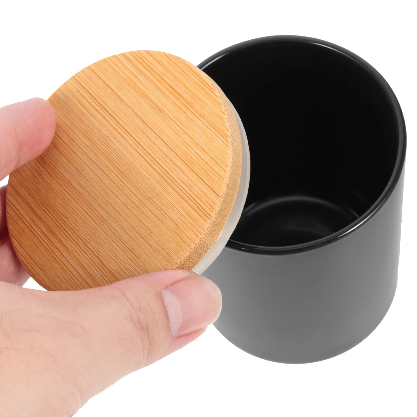 

4Sets Glass Cups Bamboo Lid Aromatherapy Making Jars Scented Wax Containers Home Decor Household Supply