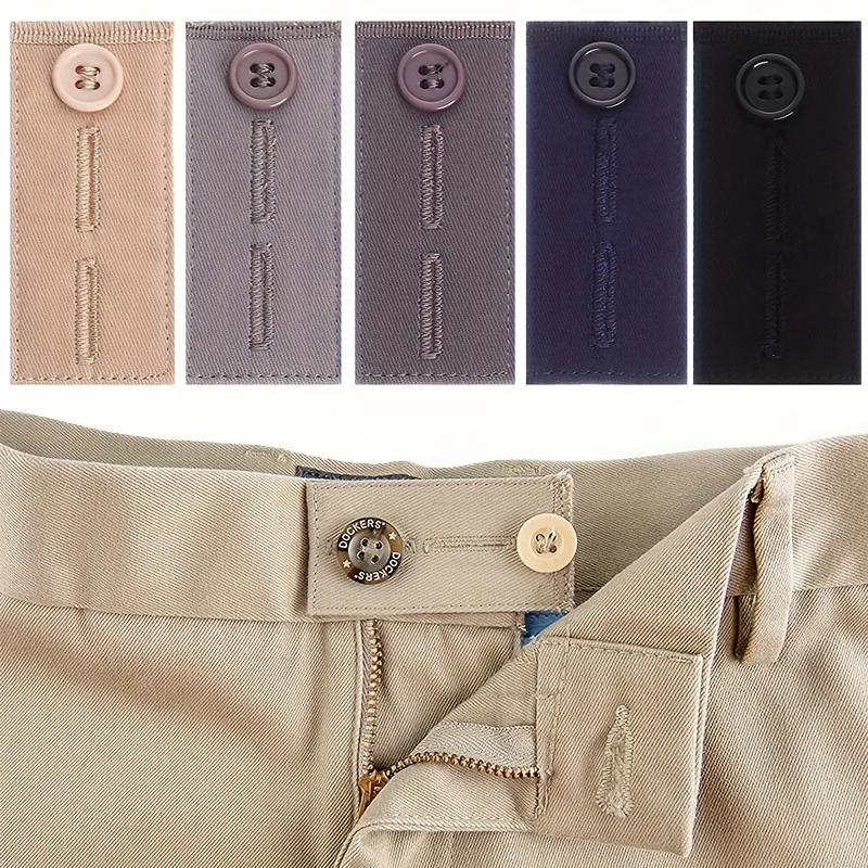 1PC Trousers Adjustable Clothes Fastener Elastic Extended Buttons Extension Snap Buckle Cotton Extenders Pants Waist Belt