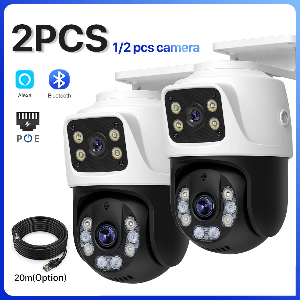 

Outdoor Wireless 6MP PTZ POE IP Camera Dual Screen Smart Home Security CCTV Video Surveillance Camera Human Detection 1 or 2 PCS