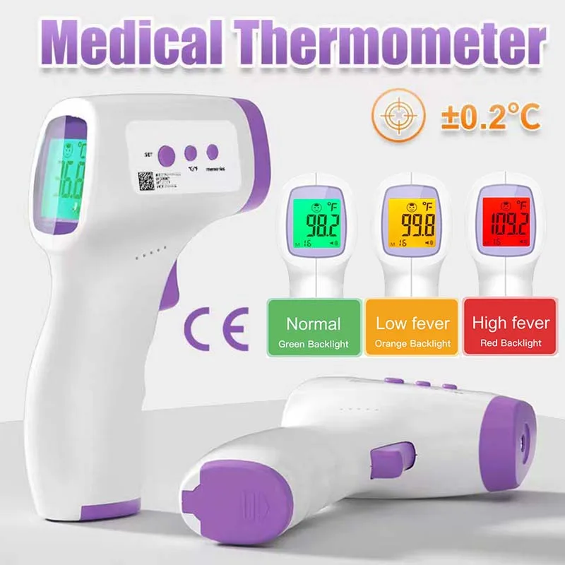 Multifunction Thermometer Three-color Backlit Display Forehead Thermometer Digital Display Infrared Alarm Human Body Thermometer