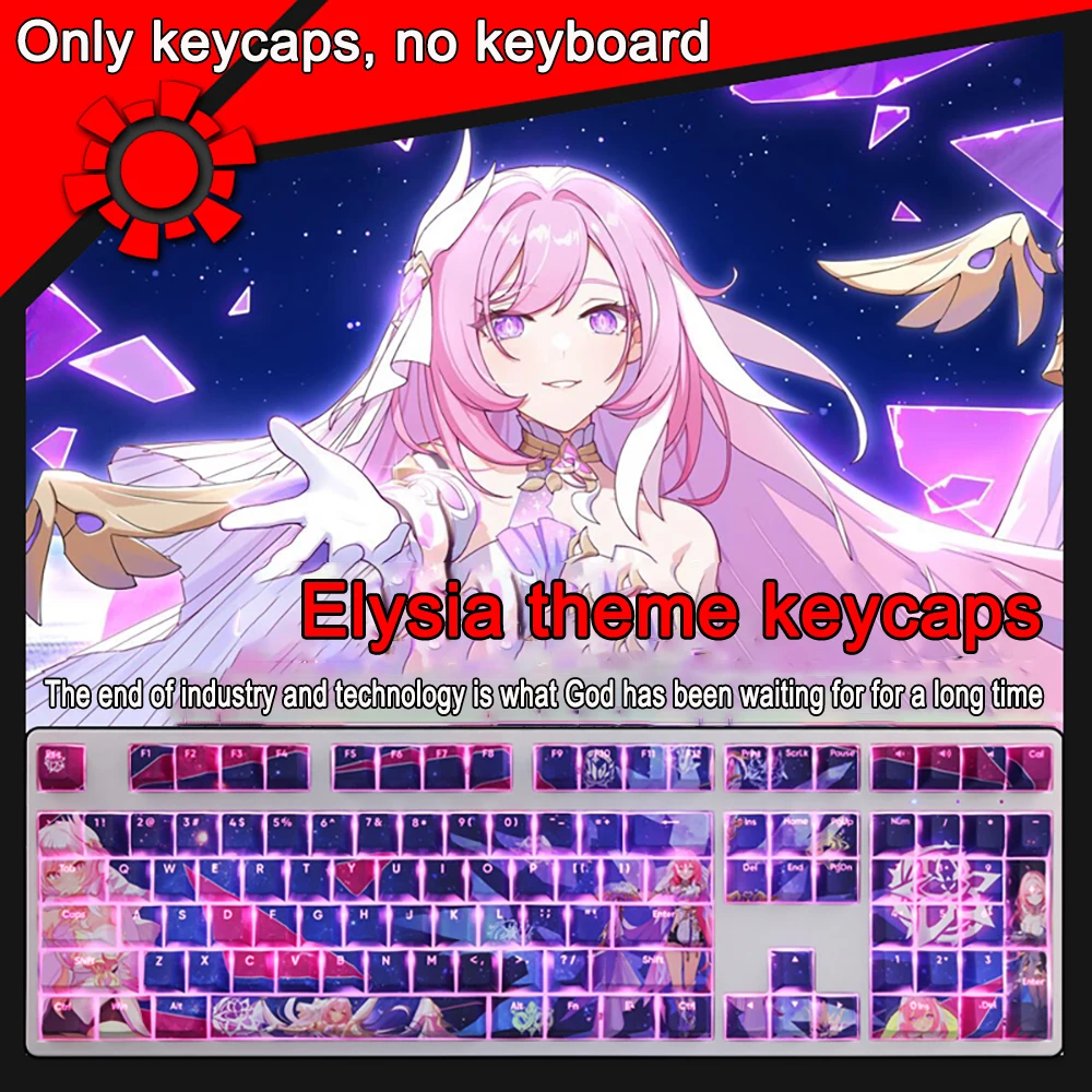 

108 Keys/set Honkai Impact 3 Keycaps PBT Dye Subbed Elysia Keycaps Cherry Anime Cartoon Gaming Key Caps For ANSI 61 87 104 108