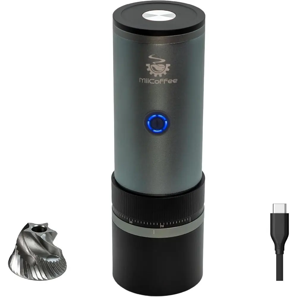 

Portable Electric Coffee Grinder with USB-C Recharge, Stainless Steel Conical Burrs, Includes Cleaning Brush