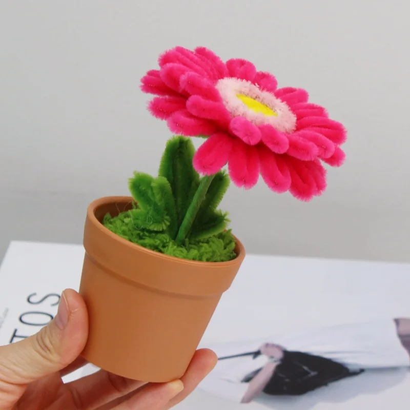 

PIPE Rose Sunflower Bonsai Handmade Artificial Flower Christmas‘ Day Gifts for Guests Handmade Potted Persimmon Flower Desk