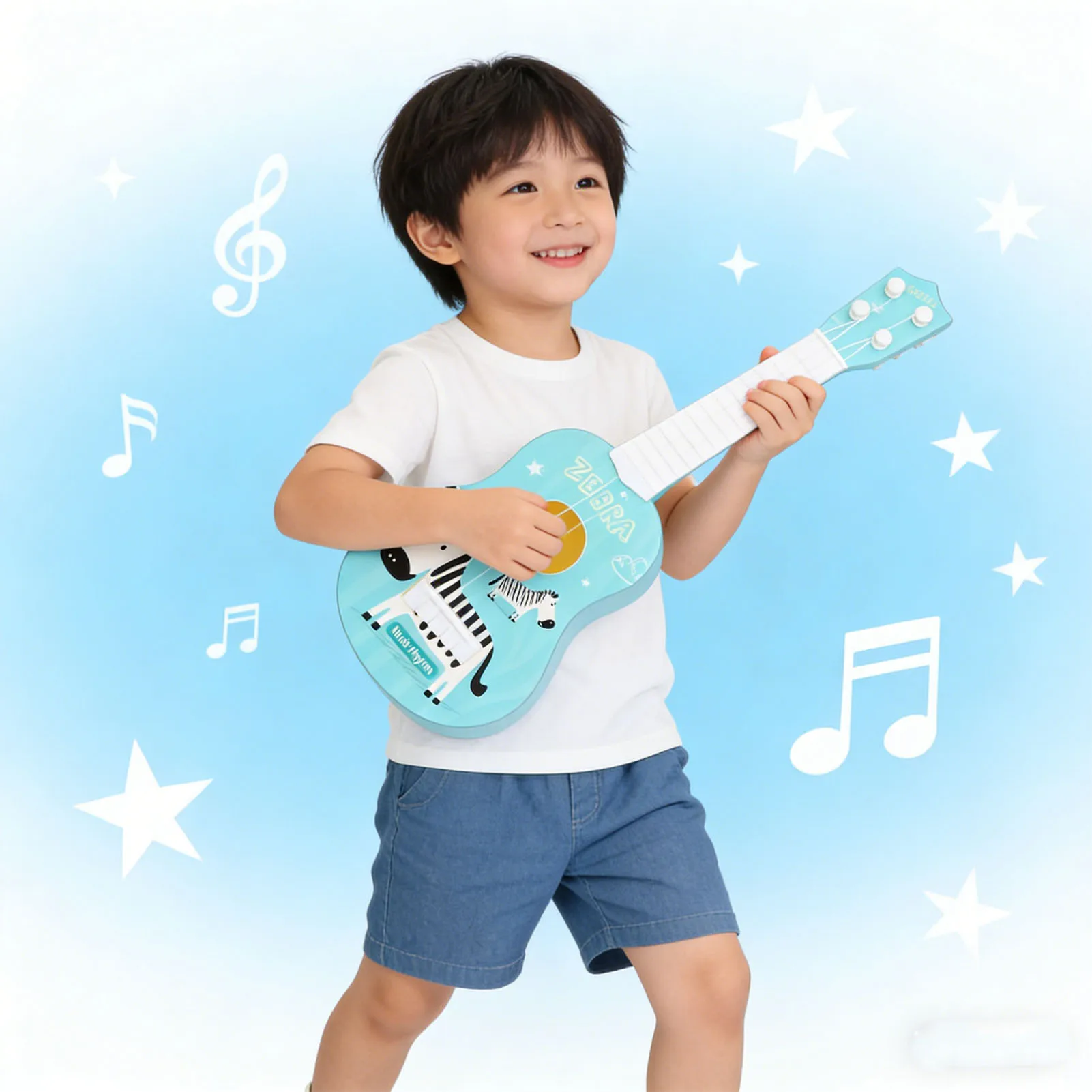 

Simulation Ukulele Guitar Playable Educational Musical Instrument Early Learning Music Toy for Over 3 Years Old Kids
