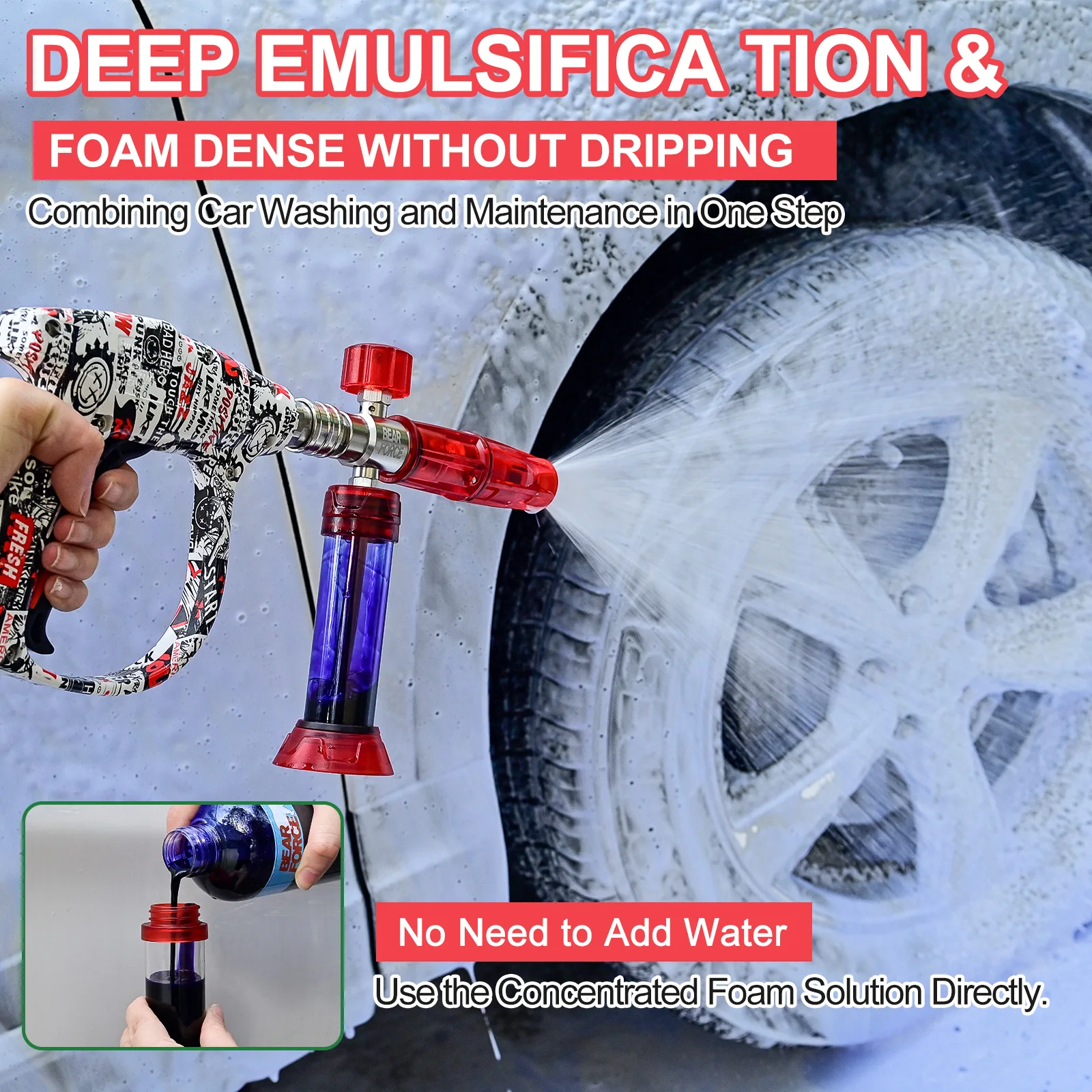 BEAR FORCE Upgraded Pressure Mini Foam Cannon Pro with 1/4" Quick Connector, 360°Adjustable Snow Foam Lance for Pressure Washer view 6