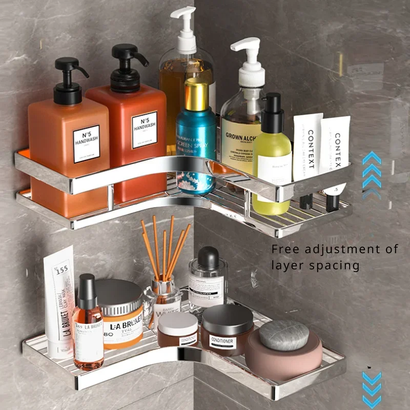 An der Wand montierter Badezimmerregal-Organizer mit verdicktem Eisen-Dreiecksrahmen, Küchen-Eckregal