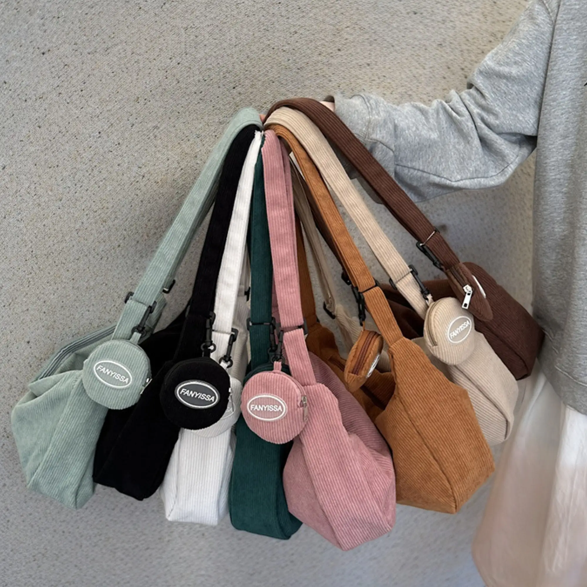 Leuke Corduroy Crossbody Tas, Corduroy Tas Met Rits, Casual Tas Voor Vrouwen, Kleine Crossbody Tas, Messenger Bag