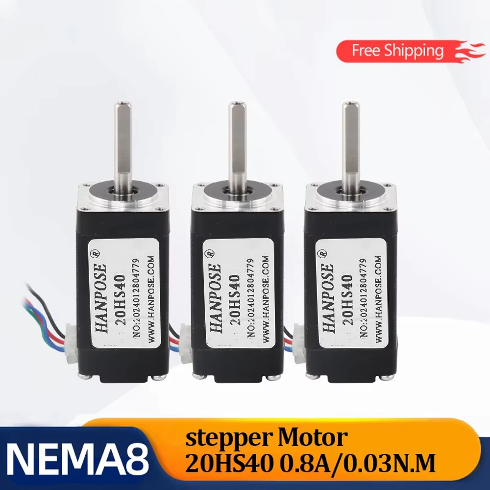3 pcs Practical Nema8 Mini Stepper Motor Nema 8 Motor 20HS40 0.8A 30mN.m Motor for Mini CNC 3D Printer