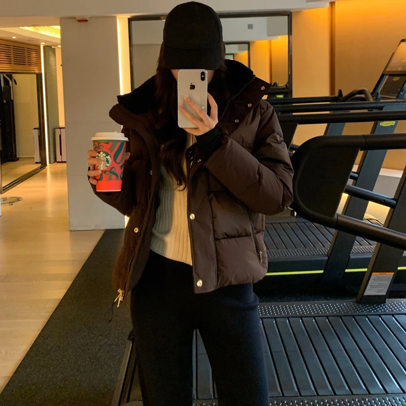 

Теплый пух Jaet Snow Series Высококачественная винтажная лыжная коллекция Золотисто-коричневый, белый, гусиный пух, пальто Thi Long Sve на молнии