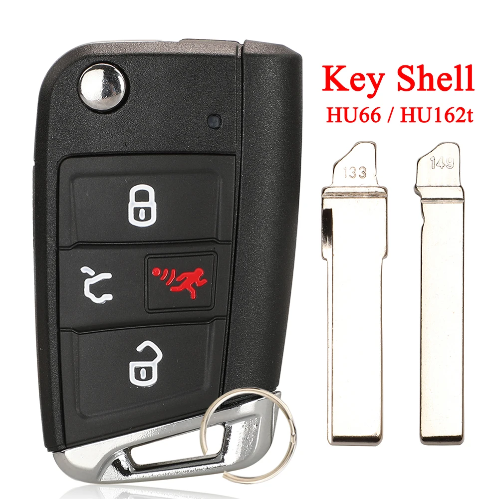 

jingyuqin 4 Buttons Flip Car Remote Key Shell Case For VW Seat Ibiza Skoda Superb Golf Mk7 Passat B8 Tiguan allspace HU66 HU162t