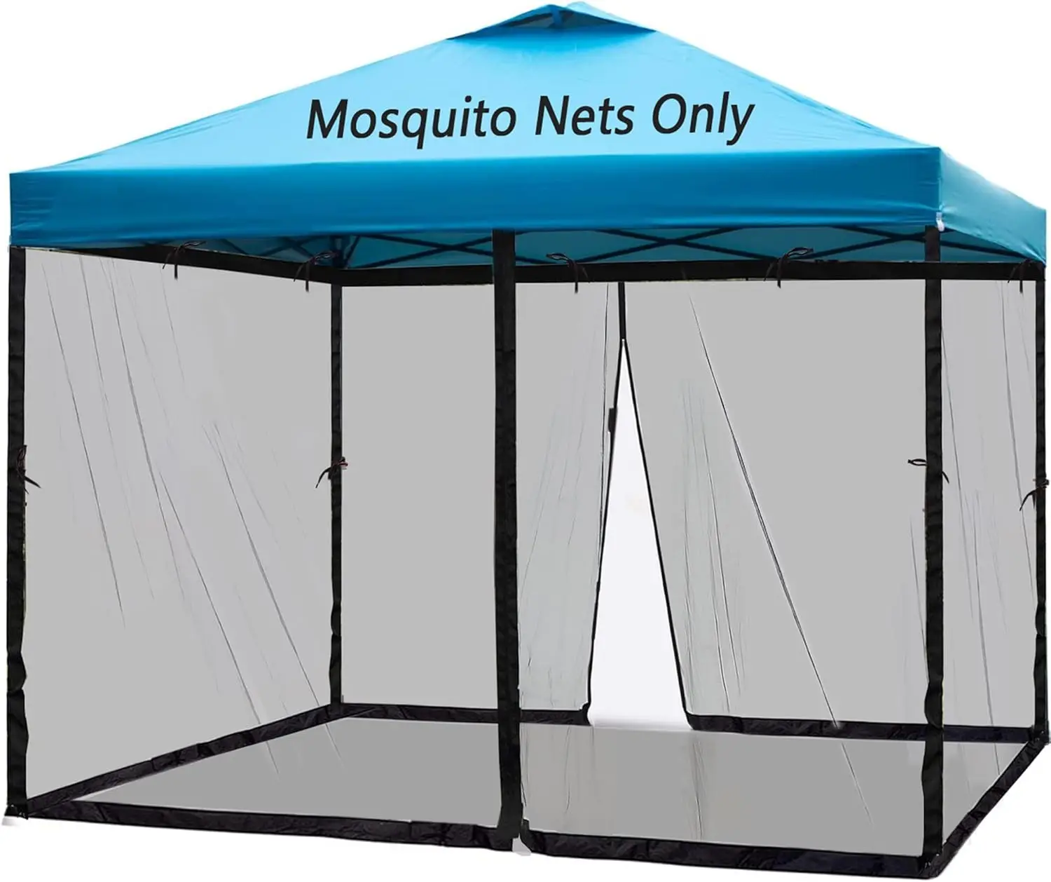 

10x10 Mosquito Netting for Patio Canopy Tent/Pop Up Canopy Tent,Double Door Side Screen Easy Installation Black（Only Mosquit