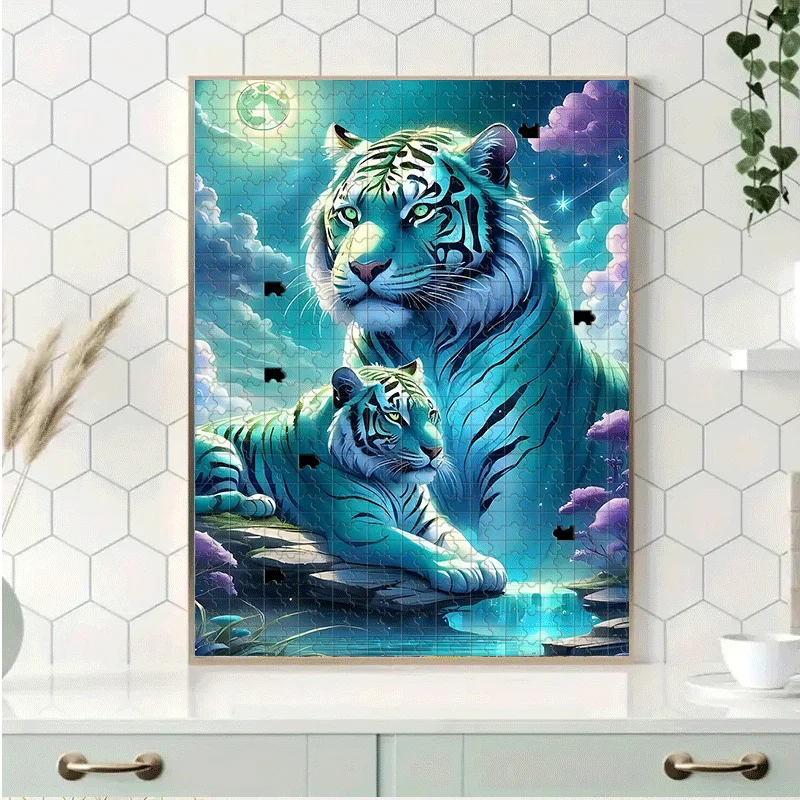 Puzzle da 500 pezzi o 1000 pezzi Tiger & Cubs adatto per adulti - Sfida intermedia con abbinamento genitore, rompicapo