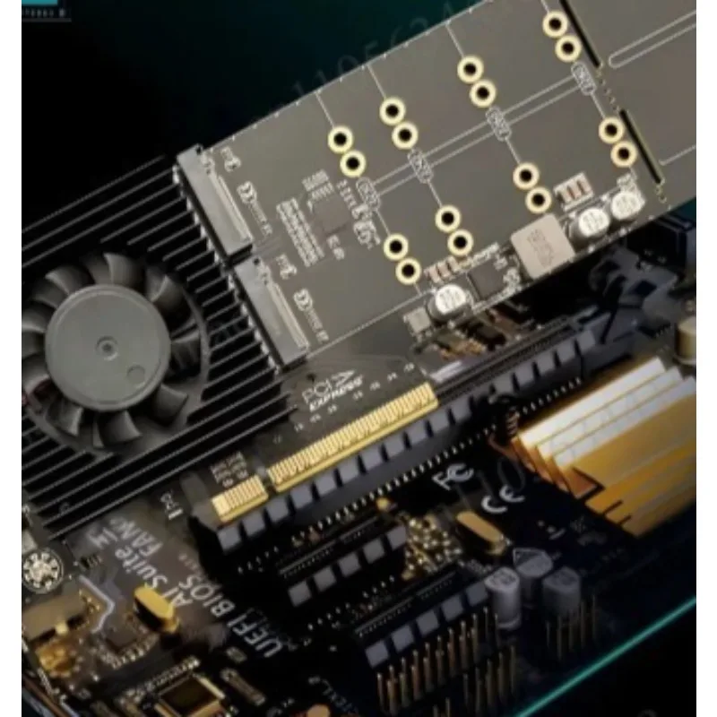 PCIe4.0 Four-port NVMe Expansion Card High-speed Solid-state Adapter Main Board Without Splitting
