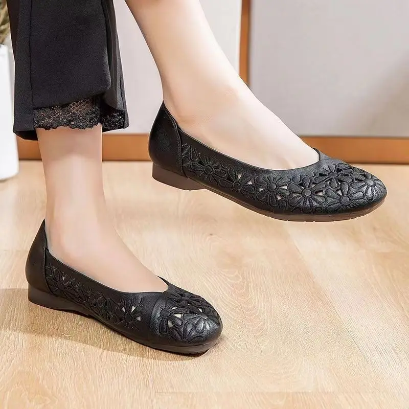 Ladies Ballet Flats Non-slip Women Summer Shallow Footwear 2024 Trendy Wide Leg Fit Moccasins