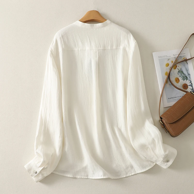 Sun Protection White Linen Long Sve irt Women Summer Thin Cotton Linen Comfortable Drifting Outerwear irt Artistic S... view 4