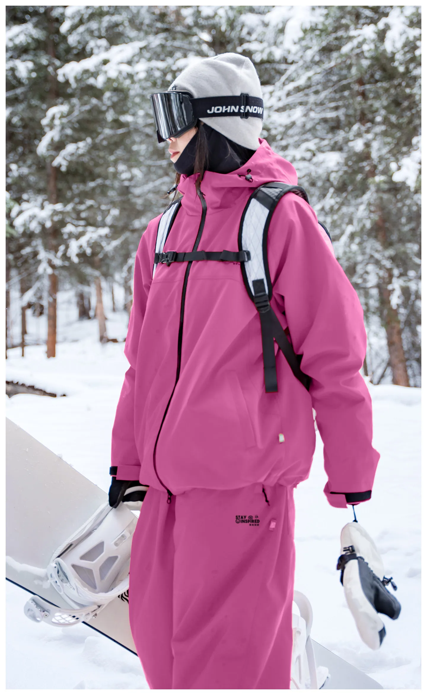 John Snow 2025 Neuer Ski-Anzug für Paare, Einzel- und Doppelmodell, locker geschnitten, wasserdicht, wärmeisolierend, Skihose und Skijacke – Detail 31