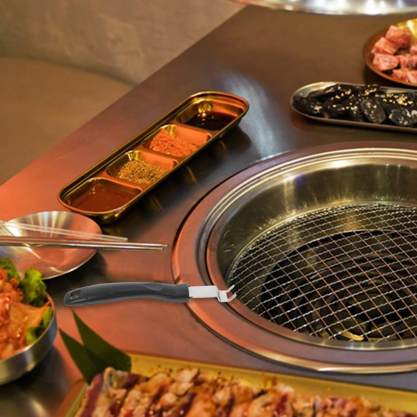 

2pcs Stainless Steel Bbq Grate Lifter Tool Outdoor Grill Fork Cooking Grid Picker Handle Lightweight Durable Portable Ergonomic