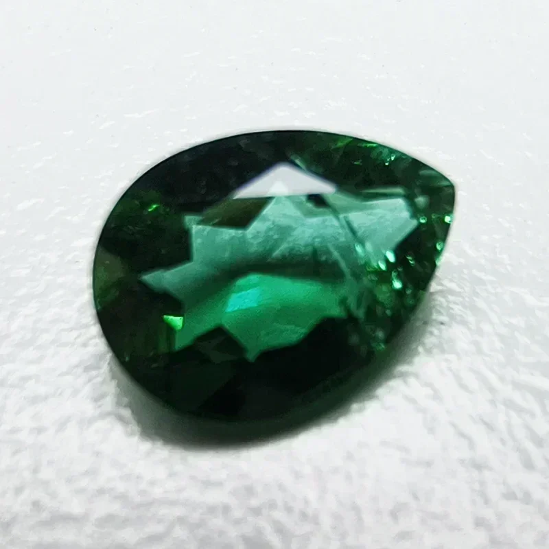 Lab Grown Zambian Emerald Pear Shape Hand Cutting Cut with Cracks Inclusions Inside Selectable AGL Certificate for DIY Jewelry