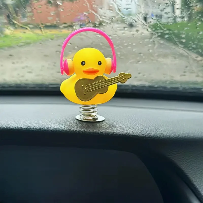 Car Rubber Duck With Holder, Yellow Duck Decoration Dashboard with Springs for Car Dashboard Decorations