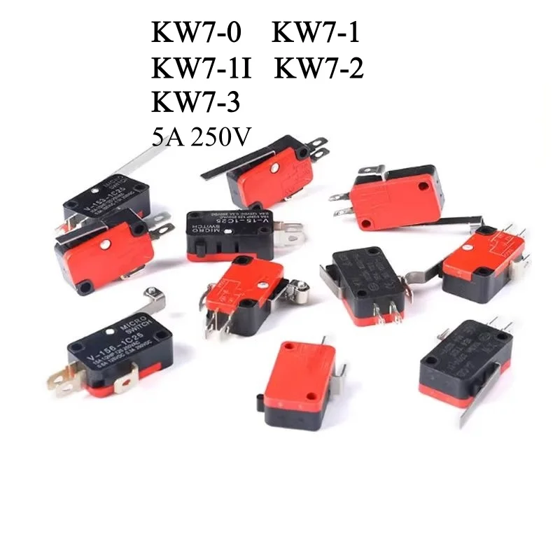 50PCS Travel limit micro touch switch KW7-0 KW7-1I KW7-3 5A copper contact 250V-156-1C25