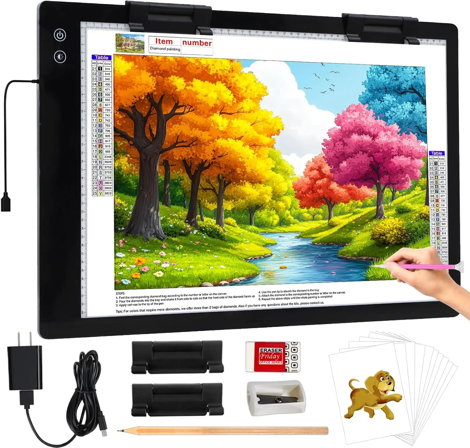 

Перезаряжаемый световой планшет A2 с 3 режимами цвета и регулируемой яркостью для алмазной вышивки и рисования