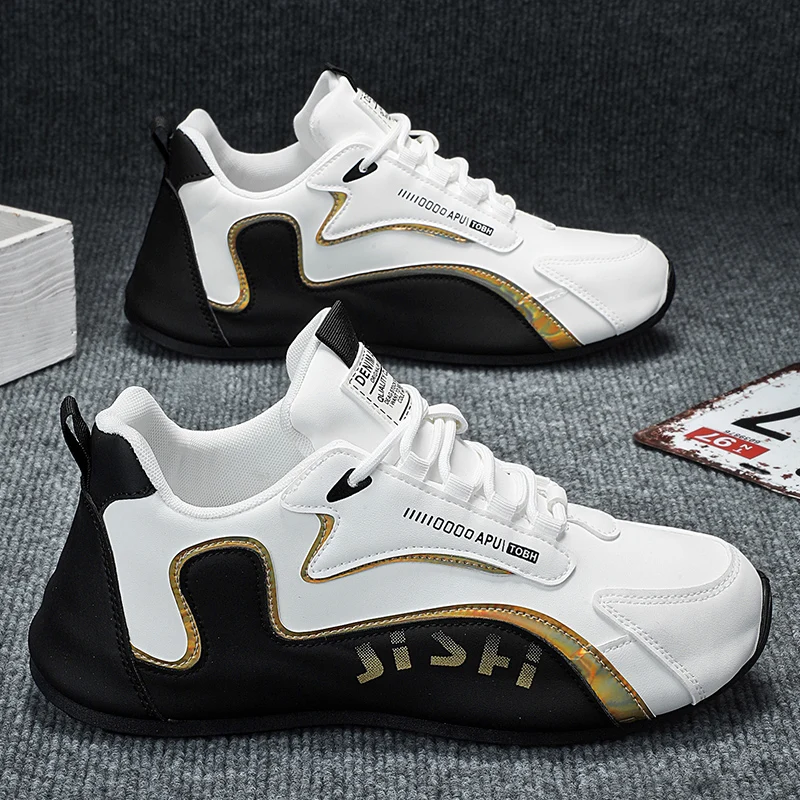 

Black and White Color-Blocking Trendy Sports Casual Shoes for Men, Soft-Soled Shock-Absorbing Shoes, Breathable Versatile Dad Shoes, Lightweight Non-Slip Daily Commuting Running Shoes