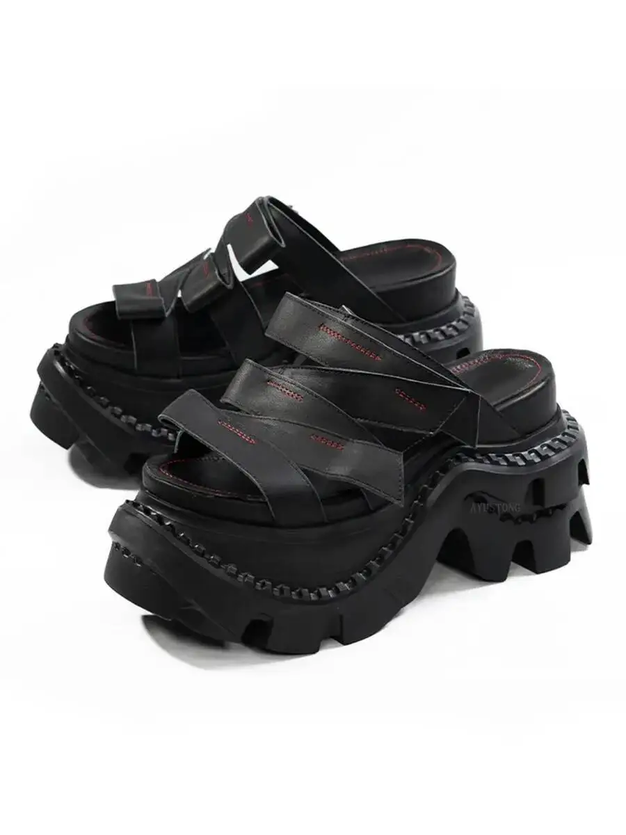 

summer design new height platform slippers women wear versatile black open toe sandals and slippers