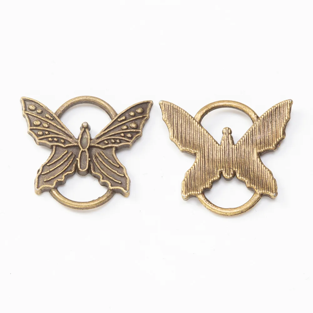 2022 New 25*27mm 10pieces/bag Zinc Alloy Insect Butterfly Charms Connectors Pendants for Earrings Necklace Jewelry Accessories