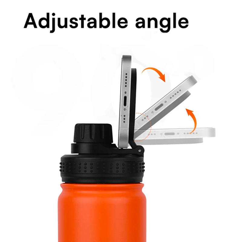 Magnetic Phone Holder Adjustable Water Bottle 750ml 1000ml Magnetic Lid Water Bottle Doule wall Vacuum Insulated 304 stainless