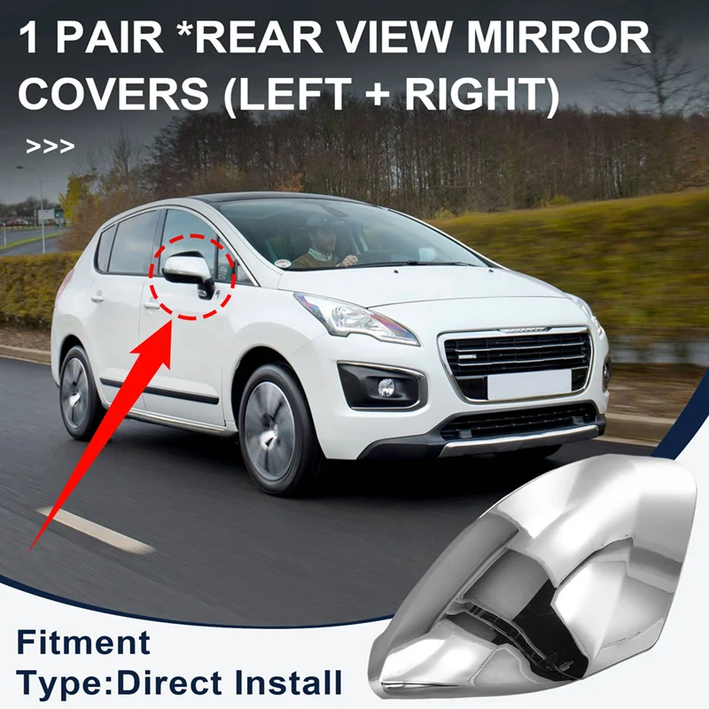 

Car Styling Side Mirrors Glossy Pairs Cover Accessories For Peugeot 3008 2009-2015 Rearview Rear View Overlay