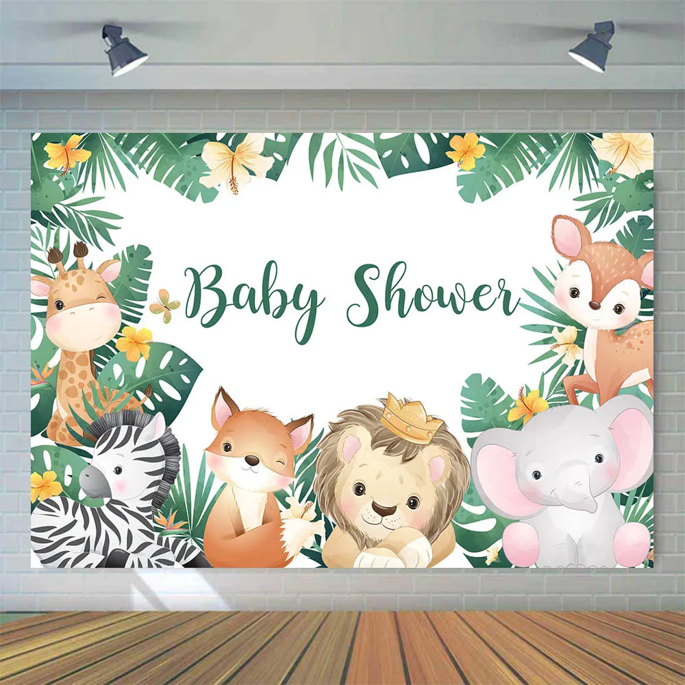 Mocsicka Jungle Safari Birthday Backdrop Photography Green Leaves Baby Shower Wild One Background Studio Photo Shoot Party Decor