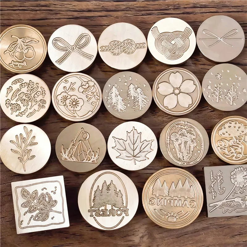 Wax Seal Stamp Head Japanese Mizuhiki Gifts Sakura Plant Mountain Series Pattern Scrapbooking Card Decoration Stamp Head