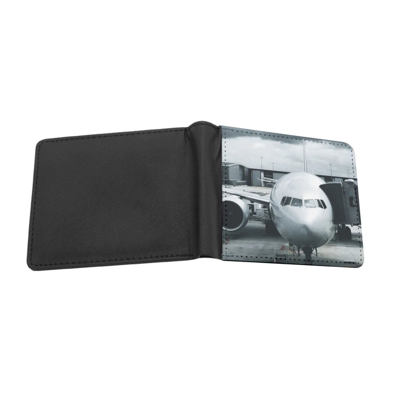 Air France Boeing B777 Leather Men Wallets Credit Card Holder Purse Black Wallet Air France Boeing B777 777 Aviation Airplane