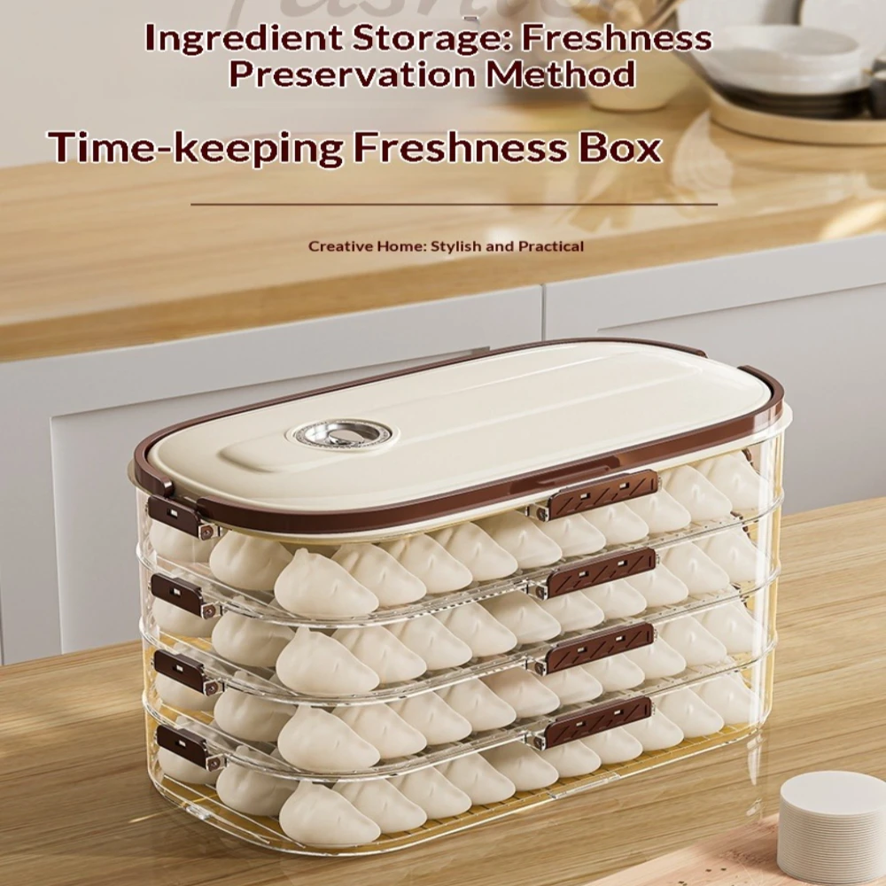Home Kitchen Fridge Multi-layer Storage Box for Dumplings Freshness Preservation Container for Frozen Foods
