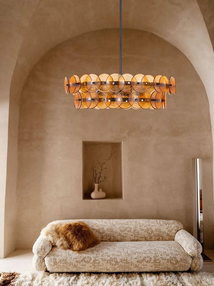 

Murano Collection Round Linear E14 Dimmable LED Chandelier Lighting Suspension Luminaire Lampen Hanging Light For Living Room