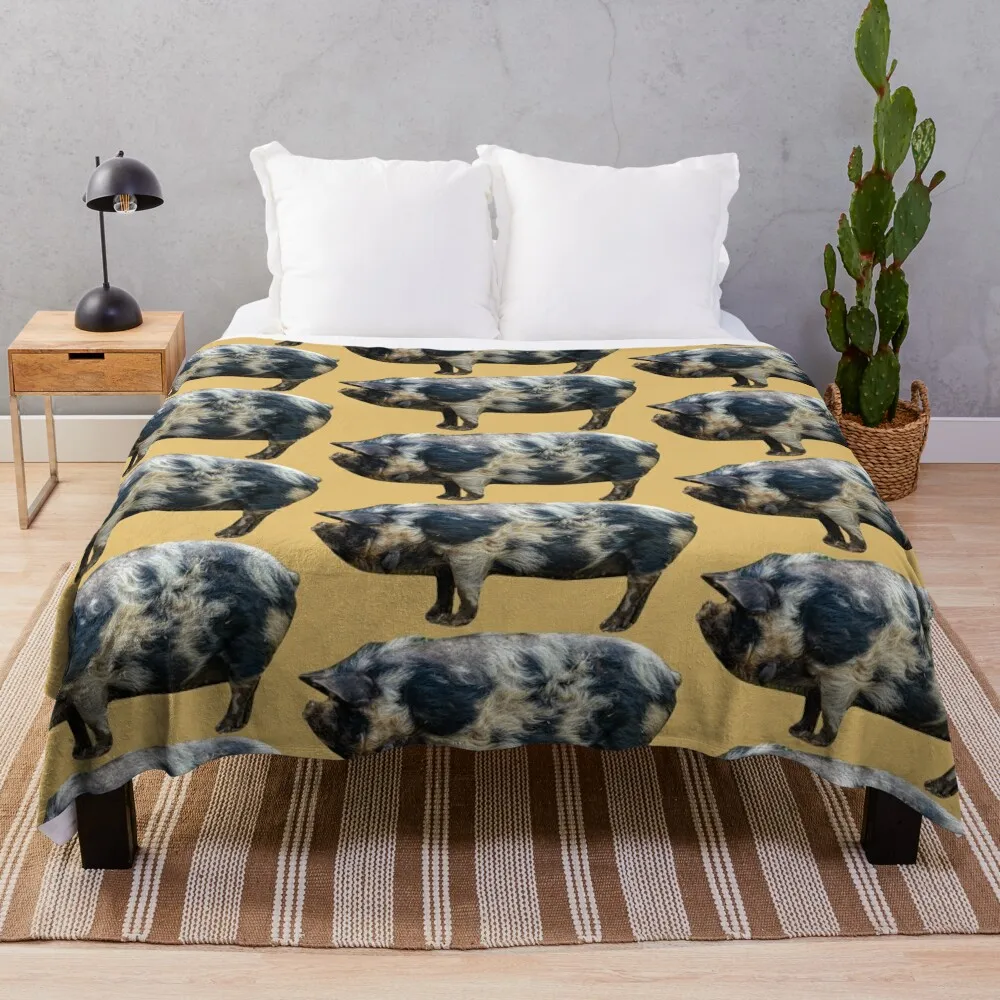 

KuneKune pig Throw Blanket Custom Nap Sofa Bed Blankets