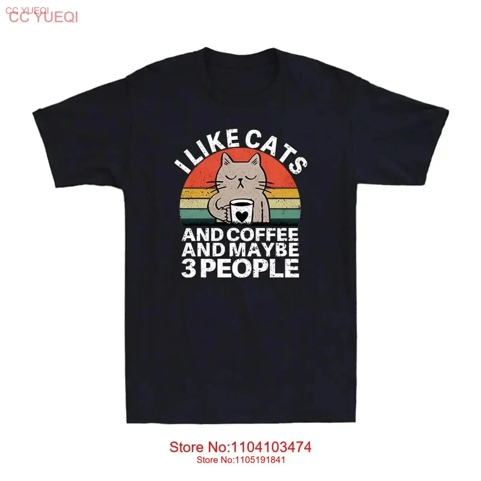 I Like Cats And Coffee Cat Lovers Funny Novelty Vintage Men's Cotton T Shirt vintage Washed Stretched Casual Slightly Stylish