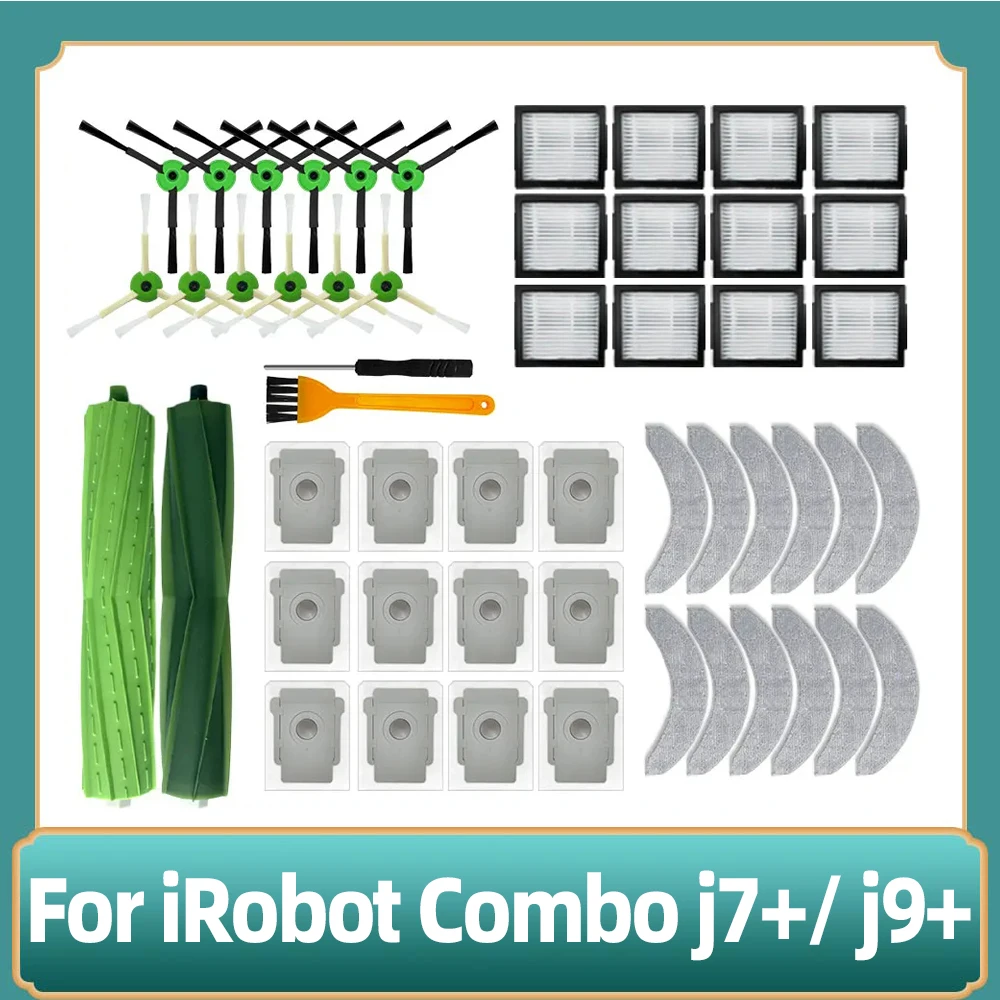 Kompatybilny dla iRobot Combo j7 + / j9 + odkurzacz Robot szczotka boczna filtr Hepa ścierka do mopa woreczek pyłowy akcesoria części