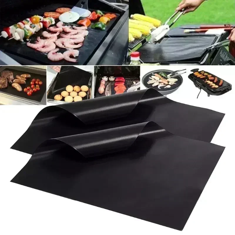 Alfombrilla antiadherente reutilizable para parrilla de barbacoa de 33x40cm, 0,08mm de grosor, PTFE, almohadilla para cocinar, herramienta para horno microondas, envío directo