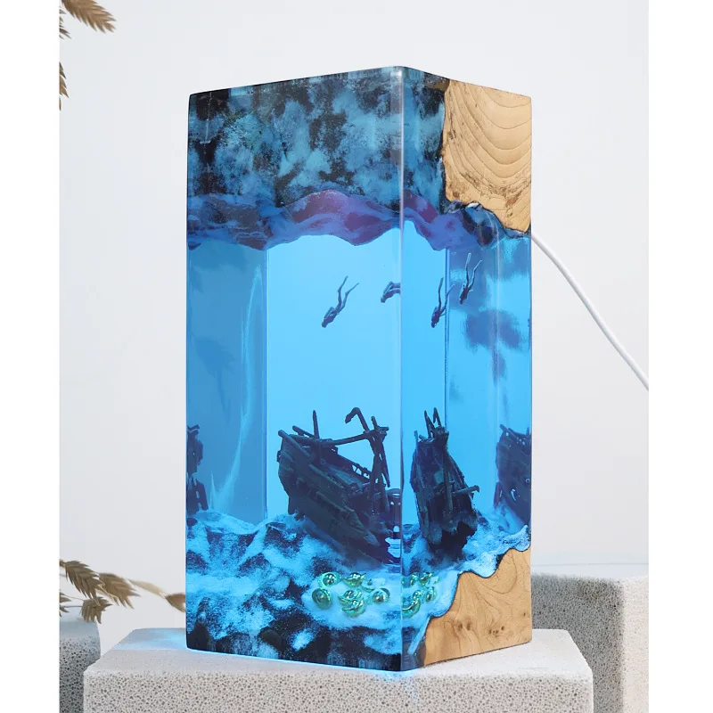 Shipwreck Treasure Hunt Organism Resin Table Light Creactive Art Decoration Lamp Exploration Theme Night Light  USB Charge