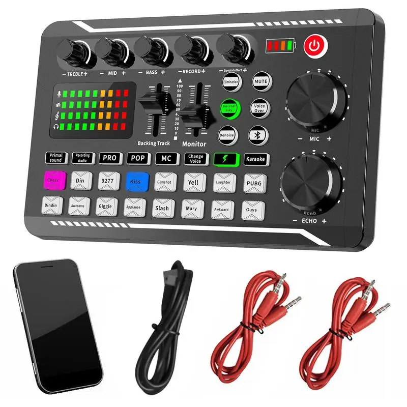 English Version Sound Card Kit For Podcasting Professional Audio Mixer All In One Podcast Production Studio For Live Stream Card