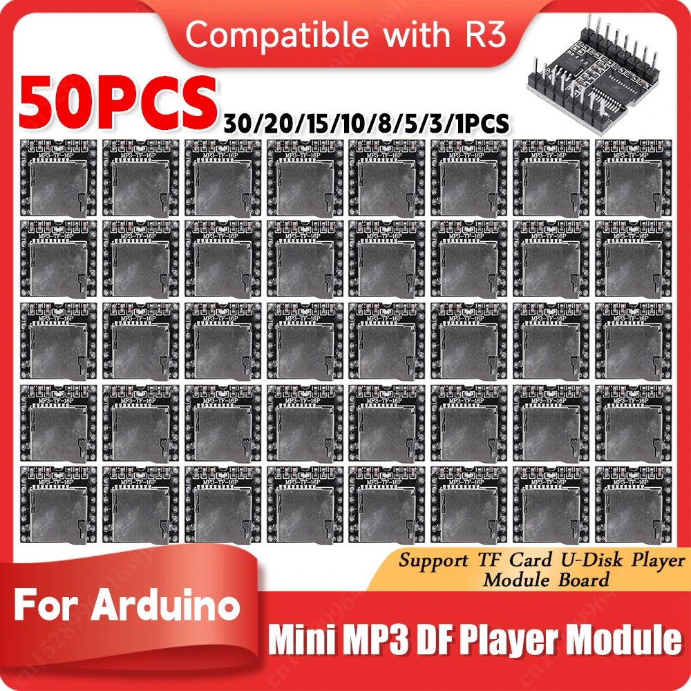 1-50PCS Mini MP3 DF Player Module Support TF Card U-Disk MP3 Voice Decode Board Mini MP3 Player Module for Arduino