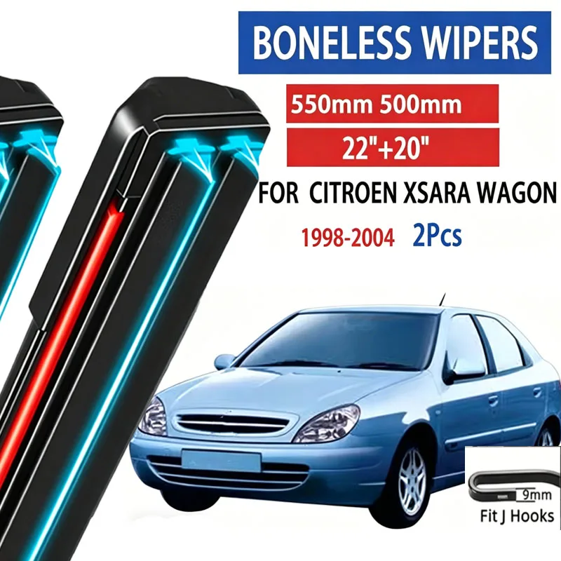 

2pcs For Citroen Xsara Touring 1998-2004 1999 2000 Car Front Wiper Soft Rubber Boneless Wiper HD Quiet Automotive Wiper 22"+20"