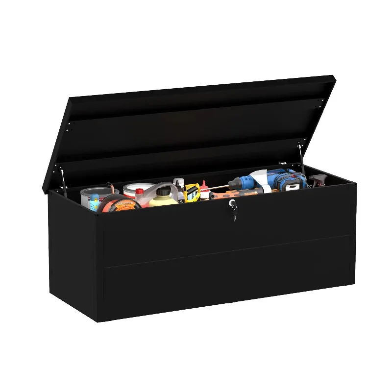 

Контейнер для хранения инструментов, уличный садовый ящик из оцинкованной стали, садовый ящик для хранения, 240 л, запираемая крышка для сада, гаража, балкона, патио