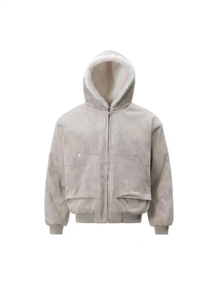 

Мужская утепленная зимняя куртка из искусственного меха норки с капюшоном, в ретро-американском стиле, с мраморным узором, на молнии, с длинными рукавами, повседневная, теплая