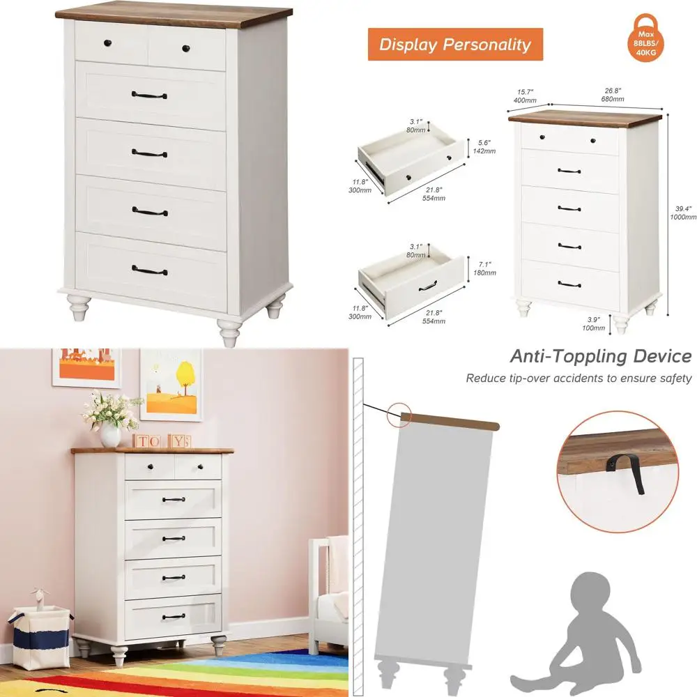 

White Dressers for Bedrooms, 5-Drawer Options, Kid-Friendly Wide-Chest Dressers, Vintage Wooden Closet Organizers, Tall Dressers